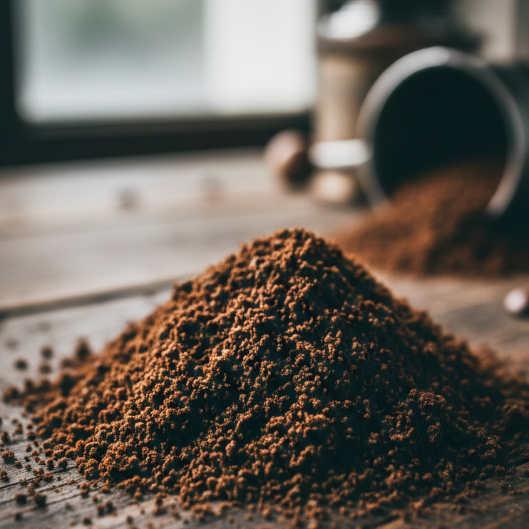 Freshly coarse ground coffee beans for cold brew method. DIY cold brew coffee grounds texture.